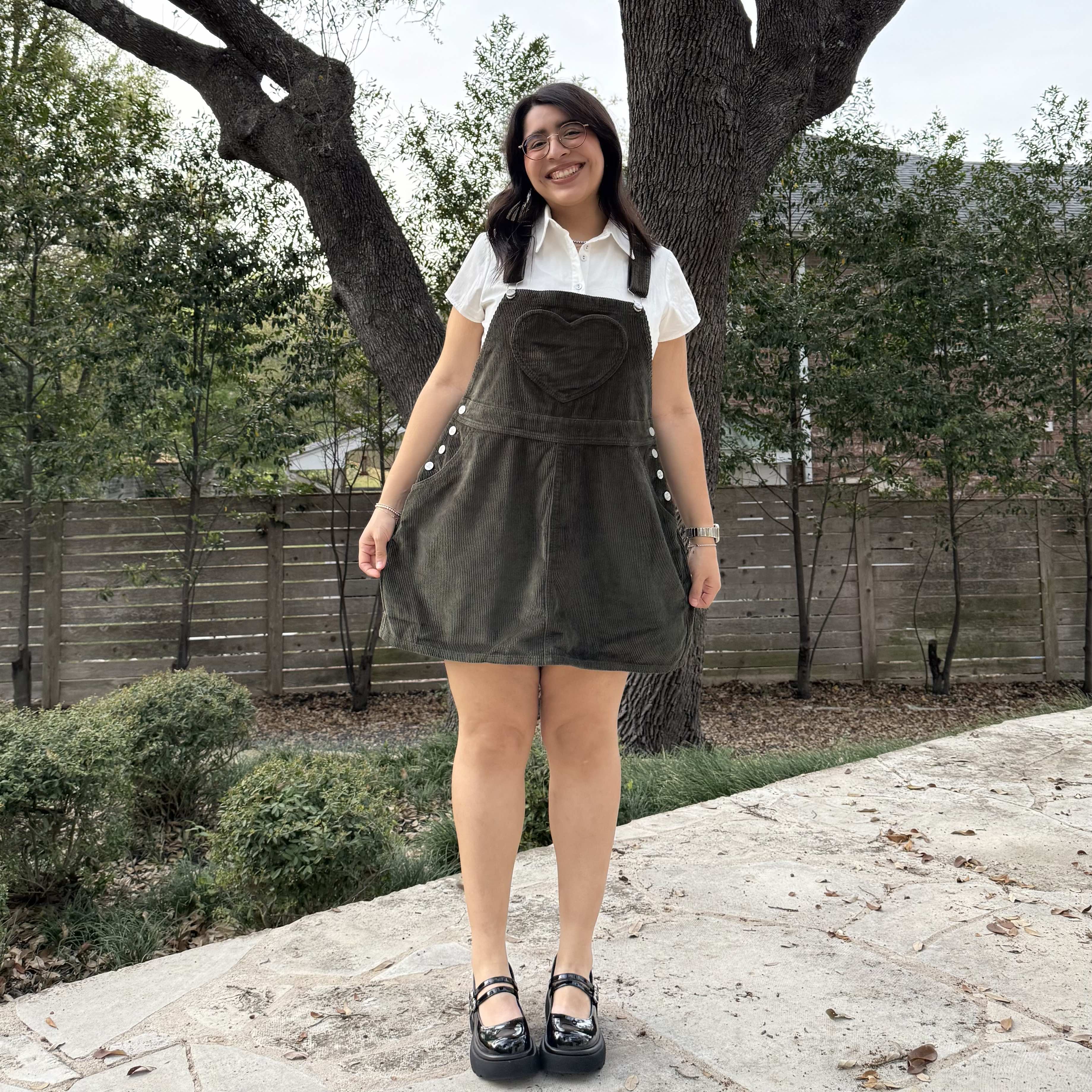 Corduroy Overall Dress - Olive *Clearance Sale*