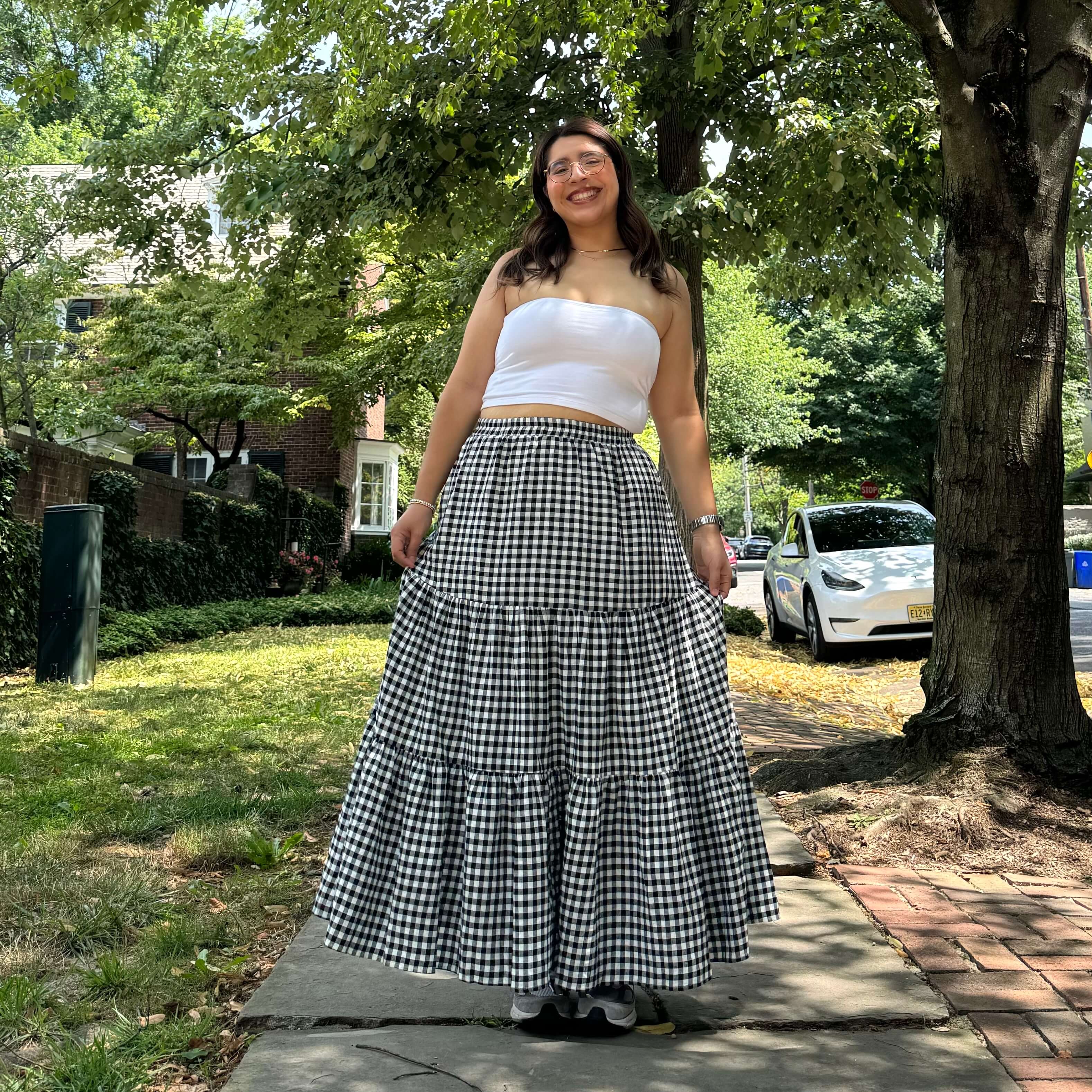 Gingham Long Skirt - Black *Clearance Sale*