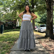 Gingham Long Skirt - Black *Clearance Sale*