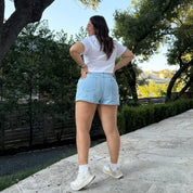 High Rise Denim Booty Shorts - Ultra Light Wash *Clearance Sale*