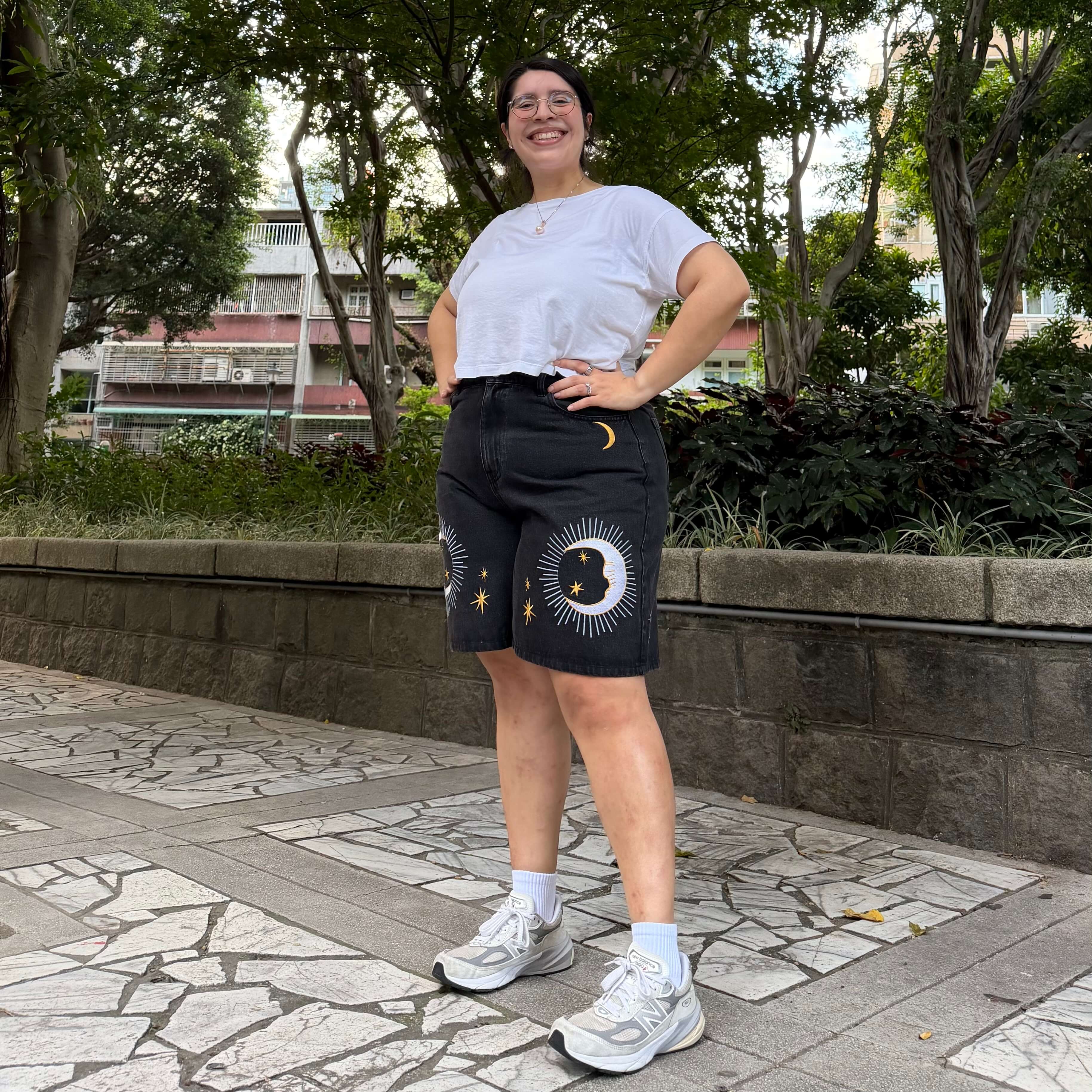 Celestial Denim Shorts - Black
