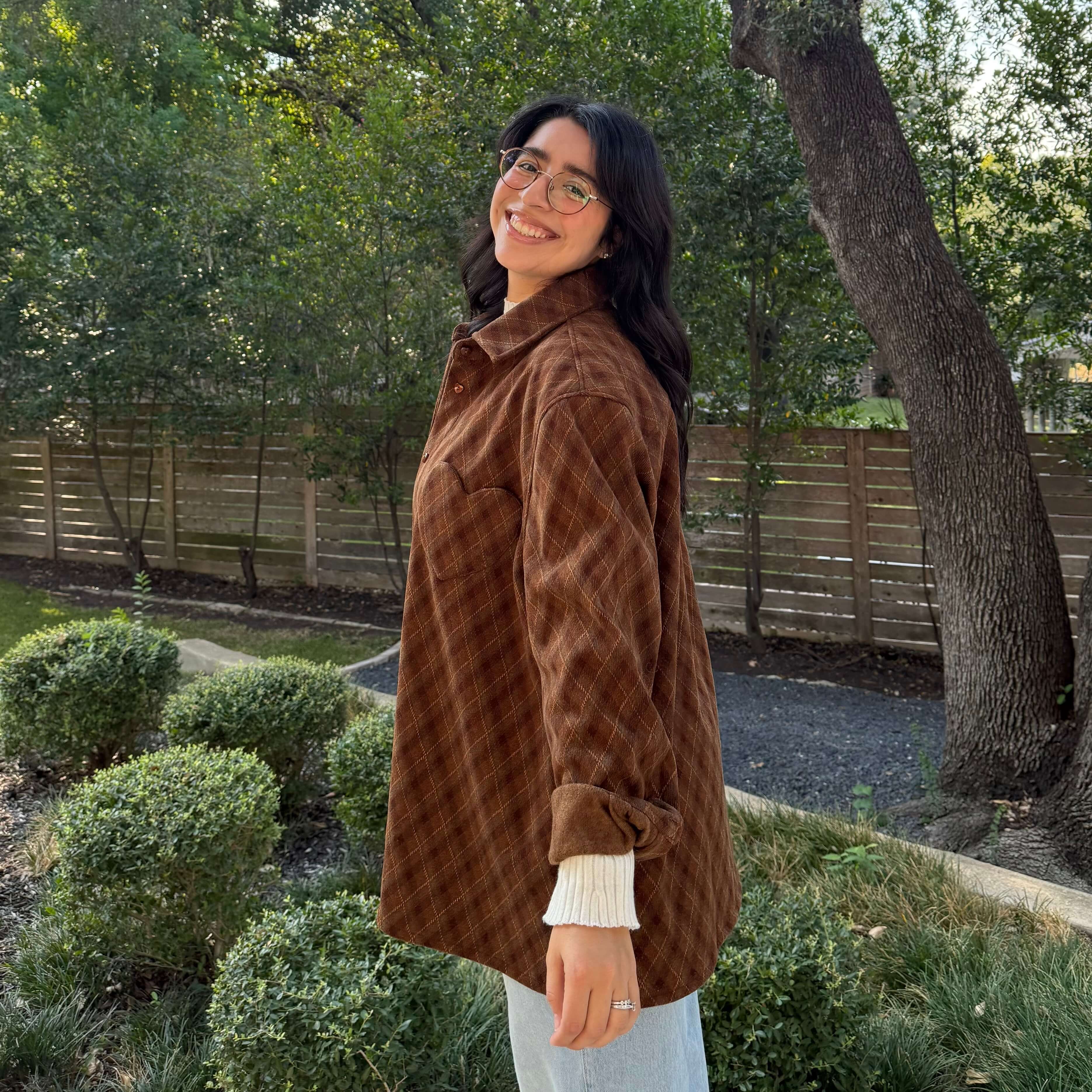 Cozy Long-Sleeve Button-Up - Chocolate Plaid *Clearance Sale*